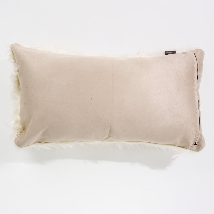 Gigantische Langwerpige Kussenhoes 40 x 70cm - Mongoolse Imitatiebont Crème 02