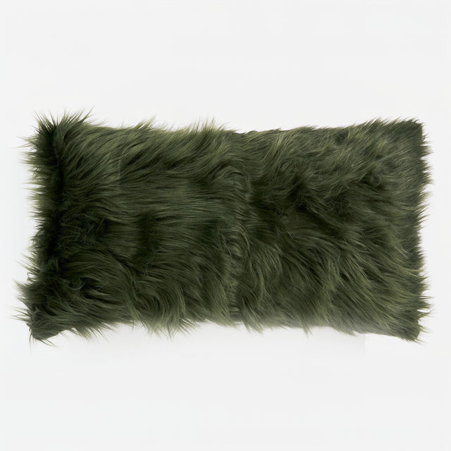 Gigantische Langwerpige Kussenhoes 40 x 70cm - Mongoolse Imitatiebont Saliegroen 01