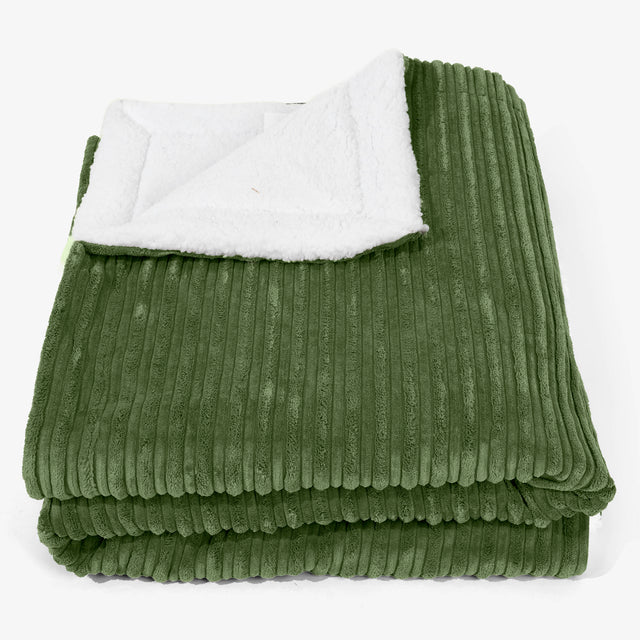Groot Sherpa-sprei / Deken 140 x 200cm - Corduroy Bosgroen 01