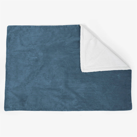 Groot Sherpa-sprei / Deken 140 x 200cm - Corduroy Marineblauw 02