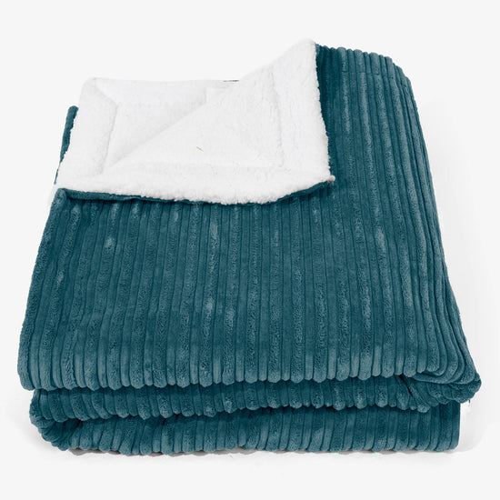 Groot Sherpa-sprei / Deken 140 x 200cm - Corduroy Teal 01