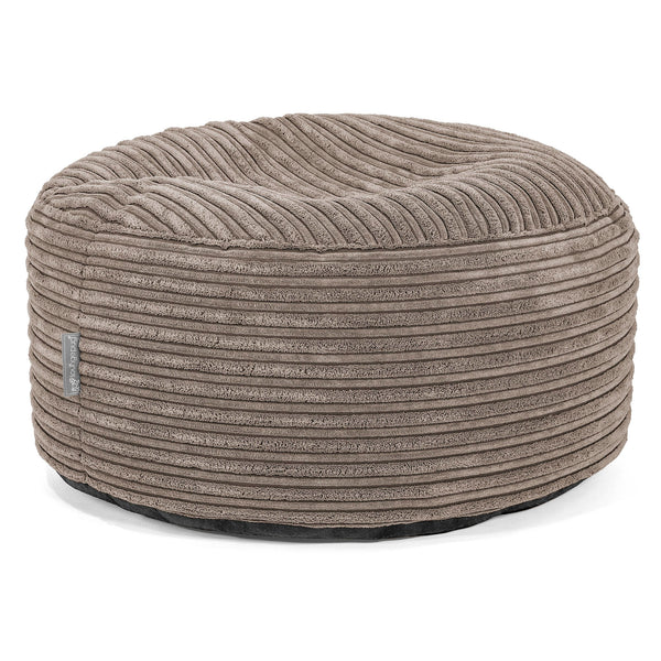 Grote Ronde Voetenbank - Corduroy Beigegrijs 01
