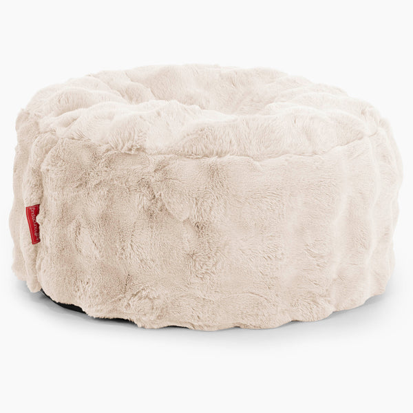Lounge Pug Poef Zitzak van Pluizige Pompom, Kleine Voetenbank, Crème, Voetsteun voor Woonkamer Lounge Pug Poef Zitzak van Pluizige Pompom, Kleine Voetenbank, Crème, Voetsteun voor Woonkamer