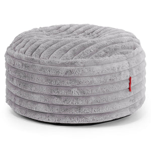 Grote Ronde Voetenbank - Ultra Pluche Corduroy Grijs