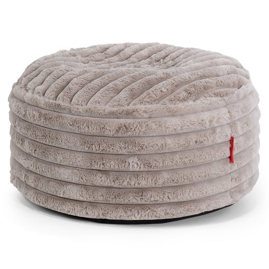 Grote Ronde Voetenbank - Ultra Pluche Corduroy Mink 01