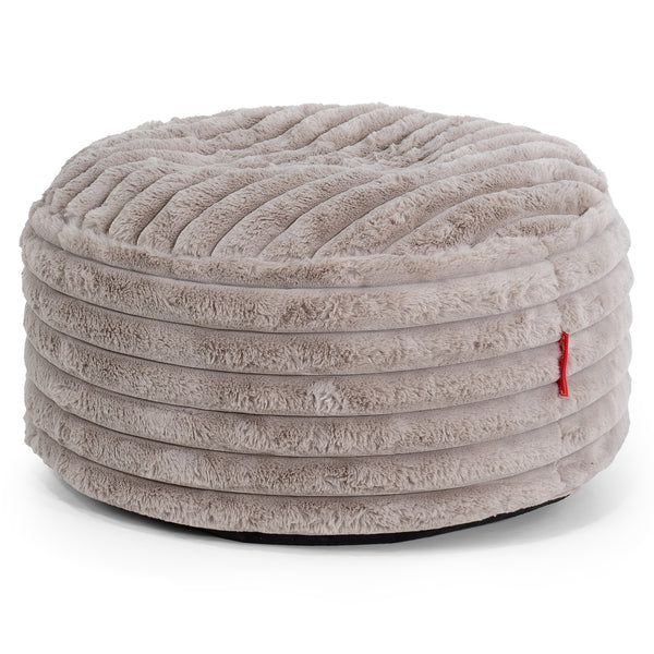 Grote Ronde Voetenbank - Ultra Pluche Corduroy Mink 01