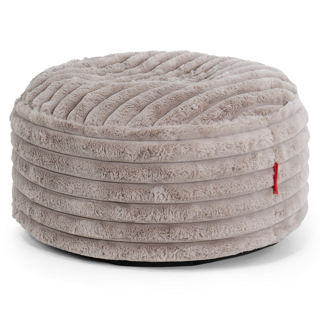Grote Ronde Voetenbank - Ultra Pluche Corduroy Mink 01