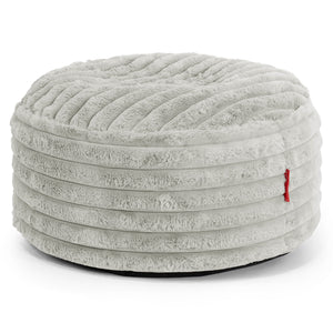 Grote Ronde Voetenbank - Ultra Pluche Corduroy Saliegroen