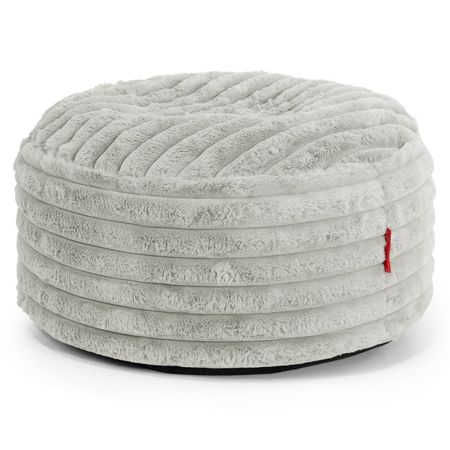 Grote Ronde Voetenbank - Ultra Pluche Corduroy Saliegroen 01