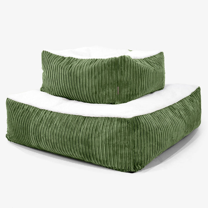 Het Reuzenmatras Groot Hondenbed - Sherpa & Corduroy Bosgroen 03