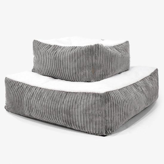 Het Reuzenmatras Groot Hondenbed - Sherpa & Corduroy Graphite Grijs 03