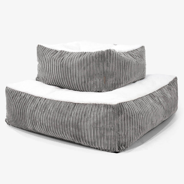 Het Reuzenmatras Groot Hondenbed - Sherpa & Corduroy Graphite Grijs 03