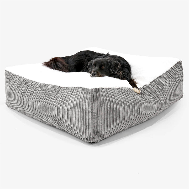 Het Reuzenmatras XXL Hondenbed - Sherpa & Corduroy Graphite Grijs 02