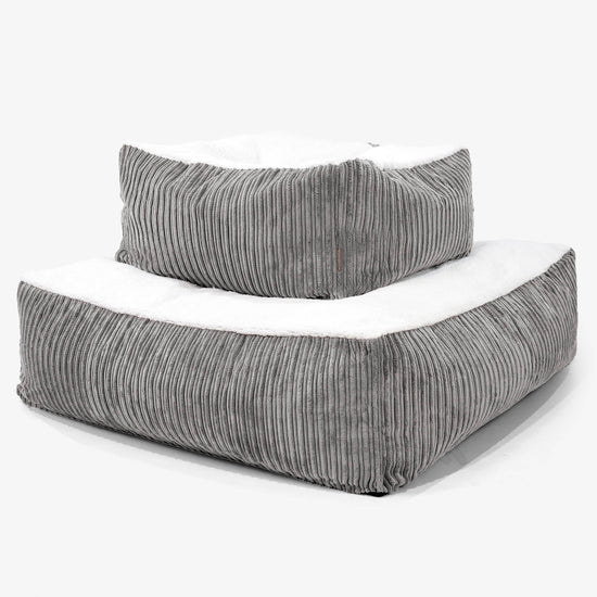 Het Reuzenmatras XXL Hondenbed - Sherpa & Corduroy Graphite Grijs 03