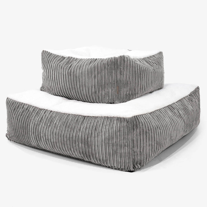 Het Reuzenmatras XXL Hondenbed - Sherpa & Corduroy Graphite Grijs 03