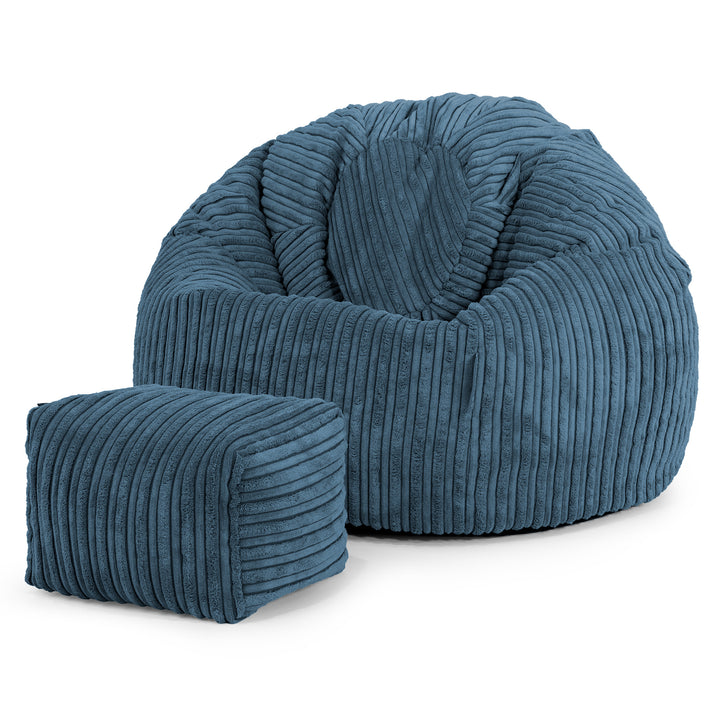 Kinder Klassieke Zitzak Stoel 1-5 jaar oud - Corduroy Marineblauw 02
