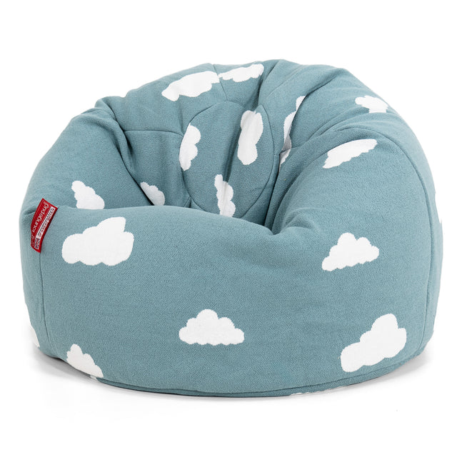Kinder Klassieke Zitzak Stoel 1-5 jaar oud - Gebreid Wolk Blauw 01