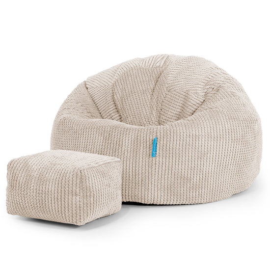 Kinder Klassieke Zitzak Stoel 1-5 jaar oud - Pompom Crème 02
