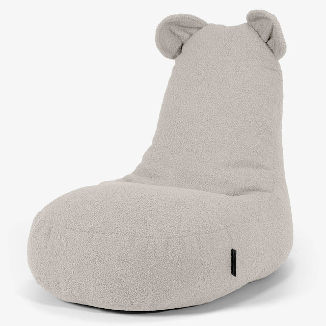 Kinder Zitzakstoel met Dierenthema Beer 2-6 jaar oud - Boucle Ivoor 01