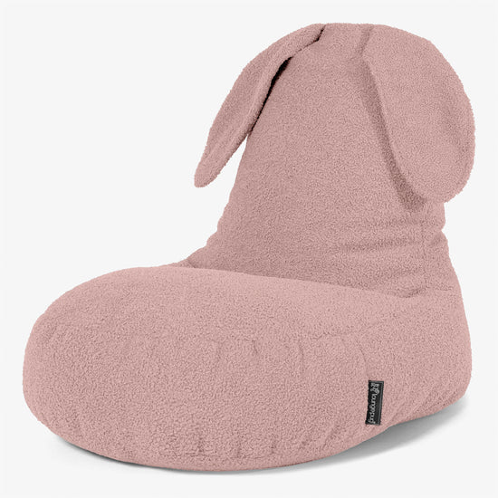 Kinder Zitzakstoel met Dierenthema Konijn 2-6 jaar oud - Boucle Roze 01