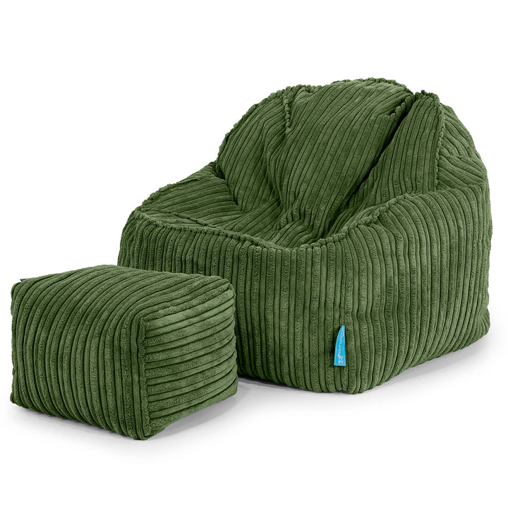 Kinderzitzak Sloucher 2-6 jaar oud - Corduroy Bosgroen 03