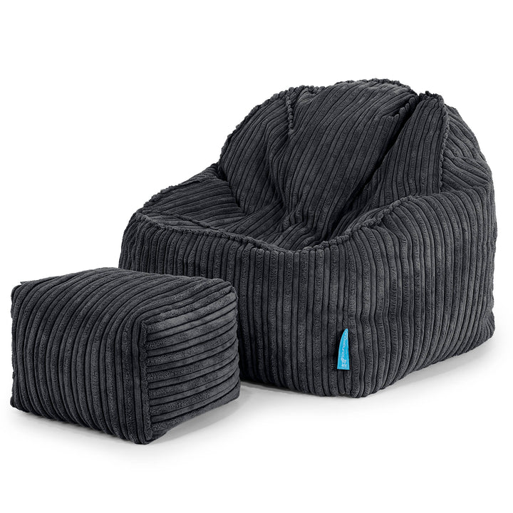 Kinderzitzak Sloucher 2-6 jaar oud - Corduroy Zwart 03