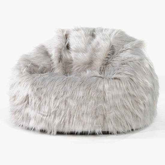 Klassieke Zitzak Stoel - Mongoolse Imitatiebont Grijs 01