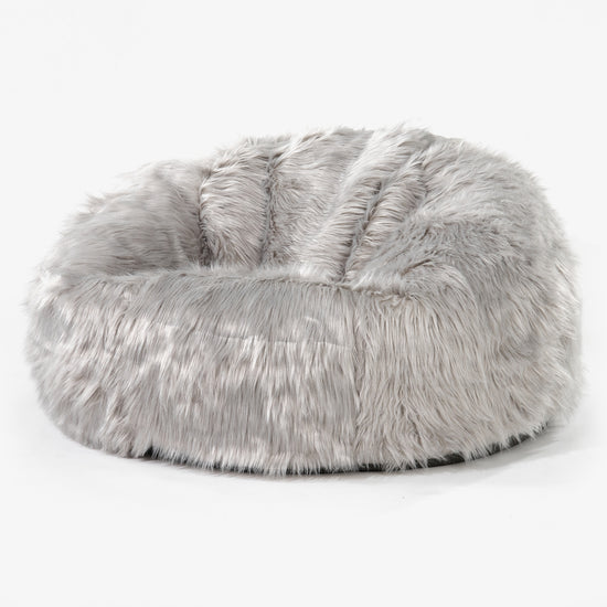 Klassieke Zitzak Stoel - Mongoolse Imitatiebont Grijs 01