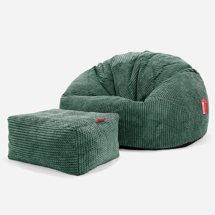 Klassieke Zitzak Stoel - Pompom Mosgroen 02