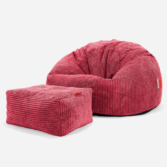 Klassieke Zitzak Stoel - Pompom Pastelrood 02