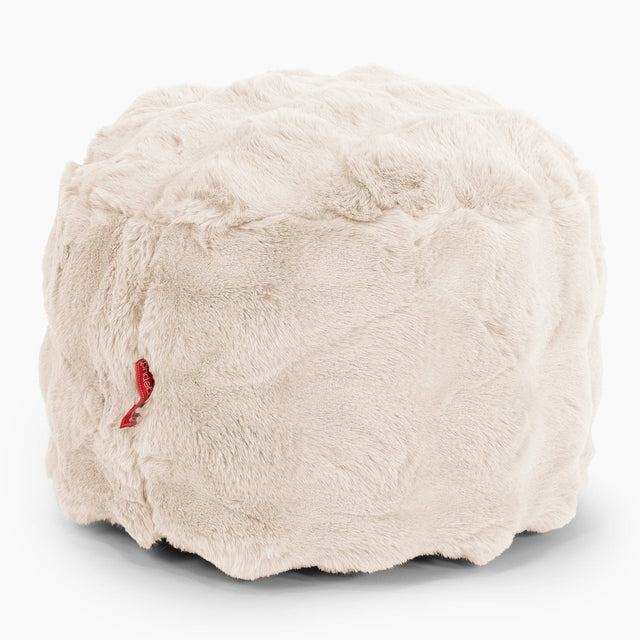Kleine Ronde Voetenbank - Namaakbont Bubble Crème 01