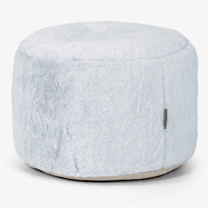 Kleine Ronde Voetenbank - Nepkonijnenbont Stoffig Blauw