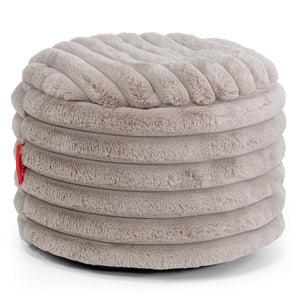 Kleine Ronde Voetenbank - Ultra Pluche Corduroy Mink