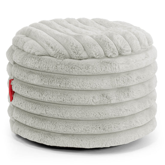 Kleine Ronde Voetenbank - Ultra Pluche Corduroy Saliegroen 01