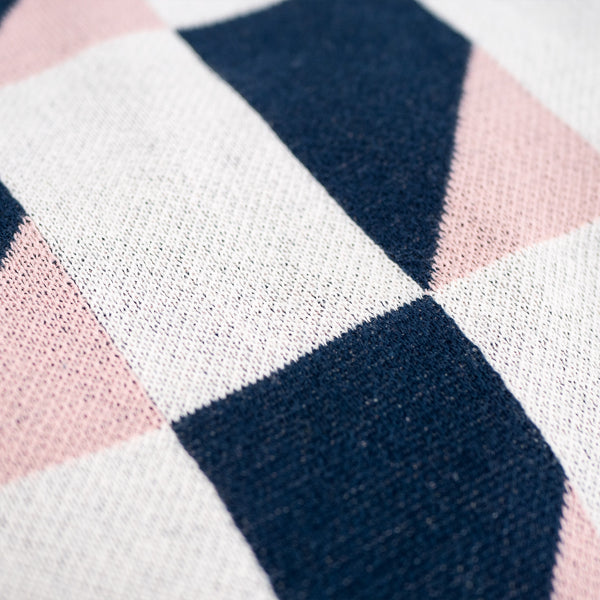 Kleine Voetenbank - Gebreid Geometrisch Blauw Fabric Close-up Image