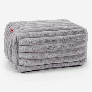 Kleine Voetenbank - Ultra Pluche Corduroy Grijs