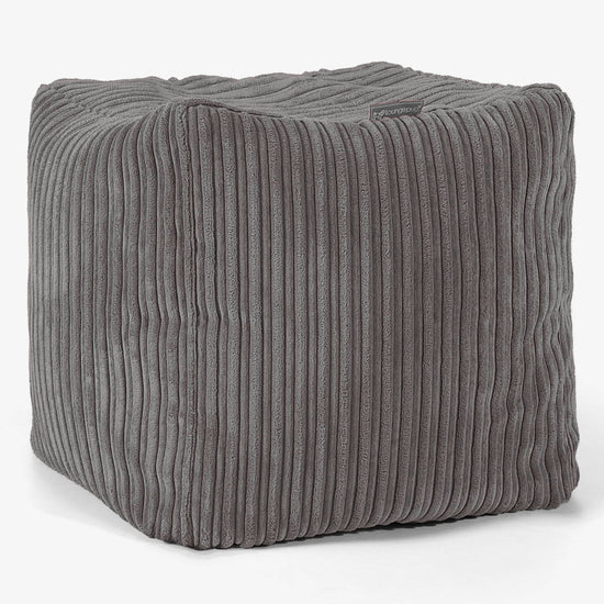 Kubus Voetenbank Pouf - Corduroy  Graphite Grijs 01