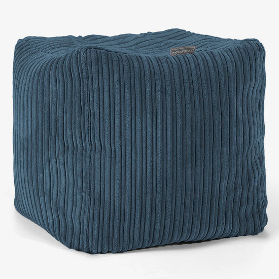 Kubus Voetenbank Pouf - Corduroy  Marineblauw 01