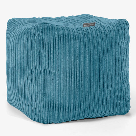 Kubus Voetenbank Pouf - Corduroy  Petrol 01