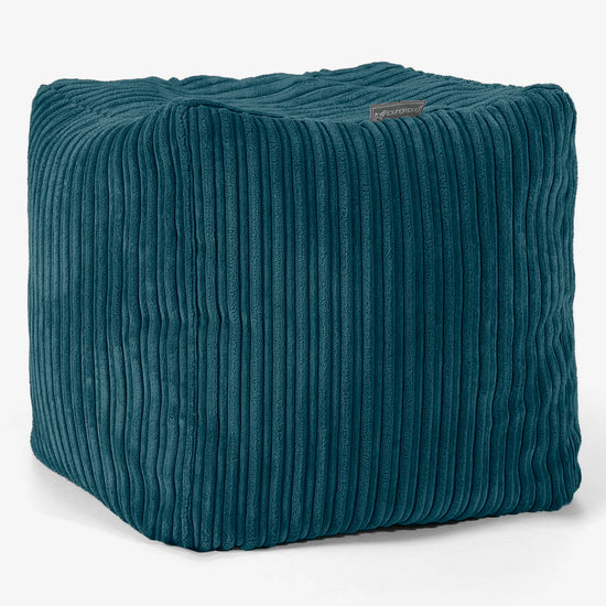 Kubus Voetenbank Pouf - Corduroy  Teal 01