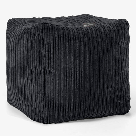 Kubus Voetenbank Pouf - Corduroy  Zwart 01