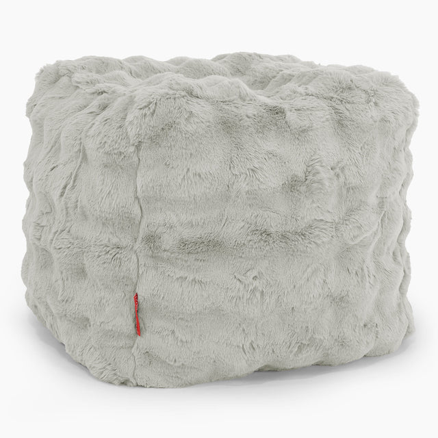 Kubus Voetenbank Pouf - Namaakbont Bubble Saliegroen 01