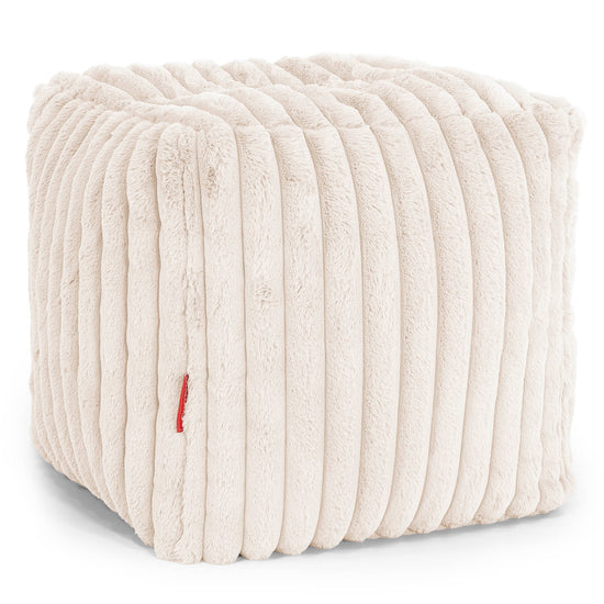 Würfel-Pouf- Hocker - Ultra Pluche Corduroy Crème 01