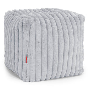 Kubus Voetenbank Pouf - Ultra Pluche Corduroy Eendenei Blauw