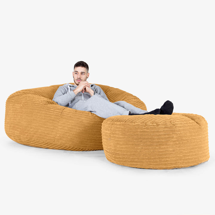 Mega-Mammoet Zitzak Bank - Corduroy Gouden Honing 02