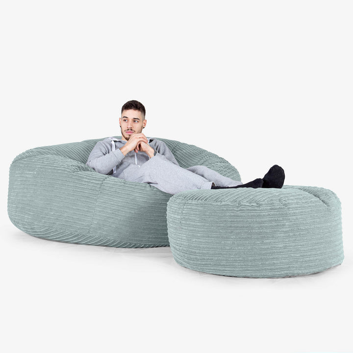 Mega-Mammoet Zitzak Bank - Corduroy Mintgroen 02