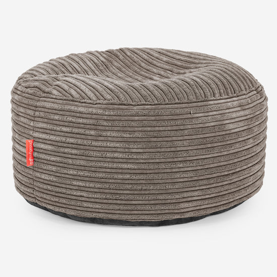 Ottoman Poef met Dienblad - Corduroy Beigegrijs 02