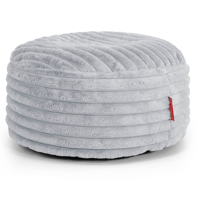 Ronde Poef - Ultra Pluche Corduroy Eendenei Blauw 01