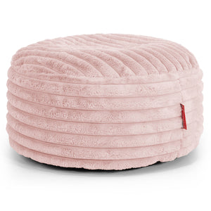 Ronde Poef - Ultra Pluche Corduroy Stoffig Roze
