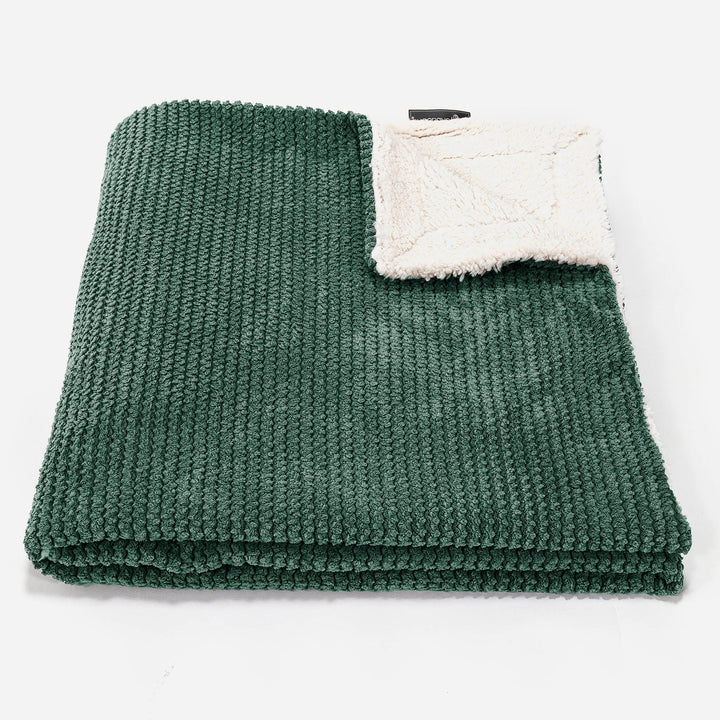 Sherpa-sprei / Deken - Pompom Mosgroen 02
